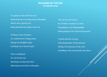 Rosalie Dias POEM Relaxing by the Sea